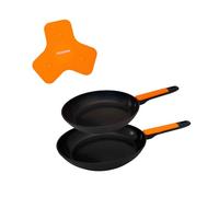 Fackelmann Soft Set de Sartenes, Incluye 2 Sartenes Antiadherentes de 24 y 28 cm con Mango Soft y Salvamanteles de Silicona Imantado
