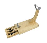 Fackelmann Soporte Jamonero con Cajón Extraíble con Cuchillo Jamonero, Chaira y Cuchillo Mondador, de diseño fresco, Madera de Pino y herrajes en Acero Inoxidable, 39x21,5 cm, 1ud