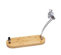 Fackelmann Soporte Jamonero plegable giratorio de bambú, jamonera, jamonero de diseño fresco, madera barnizada y soporte en acero cromado, Base de 48 x 19,5 x 3cm, 1 ud