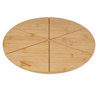 Fackelmann Tabla para Pizza Fair 32cm, Práctica Tabla de Cortar para Pizza y Pasta, Madera de Bambú con Certificación FSC, con Ranuras de Corte para Porciones de Pizza del Mismo Tamaño, 1 ud.