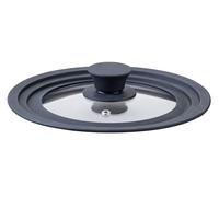 Fackelmann Tapa Sartén Universal de Cristal 16/18/20 cm, Tapa Antisalpicaduras, Diámetro 21 cm, Borde de Silicona Negro, Perilla de Nylon, Válvula de Vapor, Compatible con Ollas, Sartenes y Cacerolas