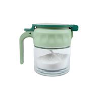 Fackelmann Tarro de Cristal con Tapa Hermética, Organizador Cocina Azucarero con Cuchara 2g, Bote Hermético para Café y Especias, Especiero con Mango Ergonómico, Recipiente Hermético 250 ml