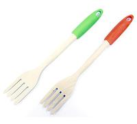 Fackelmann Tenedor Madera de abedul con Mango de elastómero, 32 Cm, tenedor para cocinar. 1 ud.