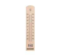 Fackelmann Termómetro de Madera, Termómetro para Interior y Exterior, Termómetro de Pared Analógico, Madera de Abedul, 34x8 cm, 1 ud.