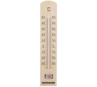 Fackelmann Termómetro de Pared Vintage Decorativo, Termómetro de Cocina Clásico en Madera de Abedul, Medidor de Temperatura Interior y Exterior, Color Madera Natural, 18x3,5cm, 1 ud.