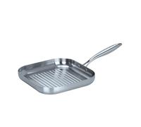 Fackelmann Vita3 Sartén Grill de Acero Inoxidable 28 cm, Acero Inoxidable Triply con Triple Fondo Difusor, Sin Antiadherente, Sin PFA, Apta para Inducción, Gas, Vitro y Horno, Apto Lavavajillas