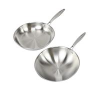 Fackelmann Vita3 Set de Sartenes, incluye Sartén 24 cm y Wok 28 cm, Acero Inoxidable Triply sin Antiadherente, Libre de PFA, Aptas para Inducción y todo tipo de Cocinas, Aptas para Lavavajillas