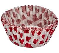 Fackelmann Zenker 43959 50 moldes de Papel para Magdalenas, Corazones, Papel, Color Blanco y Rojo