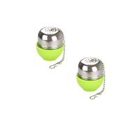 Facklemann 9909150 - Juego de 2 bolas de té ovaladas con soporte, bola de té, infusor de té, infusor de té de hierbas, acero inoxidable, ABS, verde, 4 x 4,5 cm