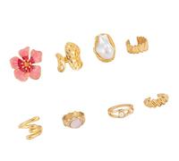 FackLOxc 3 Piezas Anillos de Aleación con Diseños de Flores Rosadas Romances Uso Cómodo Fiesta Diaria Conjunto de Accesorios de Regalo para Ella Anillos de Uso Cómodo