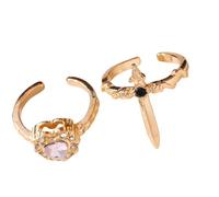 FackLOxc Anillos góticos de espadas de amor, diseños únicos, joyería de con apertura ajustable para parejas y amantes, anillos de cruces góticas, 2 uds