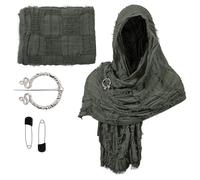 FackLOxc Bufanda renacentista para festival, capa con alfiler, accesorio de disfraz de tierra baldía medieval, mezcla de algodón, chal de mago desgastado, disfraz renacentista para Halloween