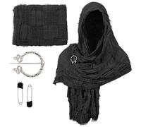 FackLOxc Bufanda renacentista para festival, capa con alfiler, accesorio de disfraz de tierra baldía medieval, mezcla de algodón, chal de mago desgastado, disfraz renacentista para Halloween