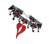 FackLOxc Collar con colgante de amor rojo de estilos oscuros y dulces a con dije desmontable para fiesta de Halloween para colgante de corazón rojo en