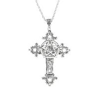 FackLOxc Collar con colgante de calavera de polilla de plata, joyería gótica de calavera de la muerte, collar de polilla unisex para niñas y mujeres, gargantilla con dije floral, Metal