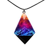 FackLOxc Collar con colgante de resina de cristal, diseño de mundo mágico secreto en el interior, collar de resina con colgante de montaña de nieve, Silicona