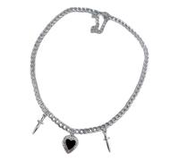 FackLOxc Collar con colgante de y corazón de espina gótica audaz, cadena de clavícula de acero inoxidable fuerte para cualquier ocasión, cadena de clavícula de amor
