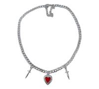 FackLOxc Collar con colgante de y corazón de espina gótica audaz, cadena de clavícula de acero inoxidable fuerte para cualquier ocasión, cadena de clavícula de amor