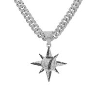 FackLOxc Collar de cadena de eslabones cubanos, colgante de sol, número 7, gargantilla de clavícula, cadena de hip hop, para mujeres y niñas, Metal