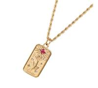 FackLOxc Collar de tarjeta de tarot de arcanos mayores para mujeres y hombres, gargantilla de acero inoxidable, cadena torcida, sol de la suerte, flor y estrella, joyería de tarot, Acero inoxidable