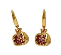 FackLOxc Elegantes pendientes de granada y collar elegante con temática de frutas y circonitas para fiestas, decoración de moda para mujeres, Metal