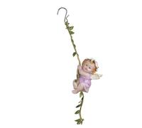 FackLOxc Estatua angelical Colgante de Resina Divertida de Hadas de Flores trepadoras con Gancho para Decoraciones de Patio Trasero y Cuarto de niños Estatua de jardín de Hadas de Flores trepadoras