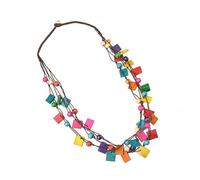 FackLOxc Ethnic Styles - Collar multicapa con coloridos colgantes irregulares y cuentas de madera, accesorio de joyería
