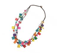 FackLOxc Ethnic Styles - Collar multicapa con coloridos colgantes irregulares y cuentas de madera, accesorio de joyería, cuentas