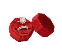 FackLOxc Joyero para anillos, caja de anillos dobles, caja de anillos de boda, caja de anillos de pareja, caja de franela perfecta para ceremonia y aniversario