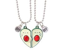 FackLOxc Juego de 2 collares de corazón dividido de aguacate a juego para mejores amigas, collares de acero inoxidable para mujer, joyería de cuello, Resina