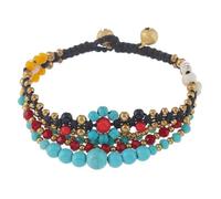 FackLOxc Pulsera original de estilo étnico tailandés tejida a mano con piedra natural y diseños para mujeres de moda, Cuerda de cera, piedra natural, como se describe