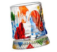 FackLOxc Vasos de whisky giratorios pintados a mano con base giratoria de 360 grados, vasos de, decoración del hogar, whisky giratorio pintado a mano