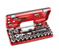 Facom - Caja de trinquete extensible con bloqueo de 1/2 ", detección de caja métrica, 6 bandejas, 25 piezas, SXL.DBOX3PB