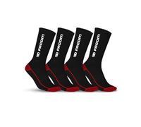 Facom - Calcetín de trabajo para hombre, calcetines altos para hombre, doble refuerzo y resistente (juego de 4), negro, blanco, rojo, talla, Negro, 39-42