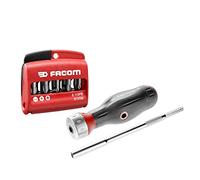 FACOM - Composición de destornilladores 3 en 1 Protwist y juego mixto de 10 puntas - Mango ergonómico bimaterial, trinquete de 45 dientes de - ATCL.2A3PB