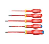 FACOM - Juego de 5 Destornilladores Protwist Aislados 1000V, Incluye 3 Destornilladores de Ranura y 2 Pozidriv, Calidad, Ergonomía, Tratamiento Anticorrosión, AT5VE.PB
