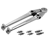 FACOM Llave para Tuercas con Orificios, Capacidad 20-100mm, Ajuste Tipo Compás, Espolones Dobles y Redondos Móviles, Incluye 4 Juegos de Espolones, Cromada Satinada, 117.B