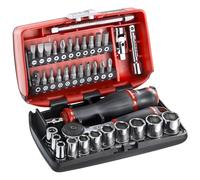 FACOM Juego de Vasos 1/4" y Puntas de Atornillado, 38 Piezas, Incluye Cliquet, Vasos 6 Pans, Rallonges, Cardan, Mango de Serrage, Porta-Embouts, Embouts Variados, R2NANOPB