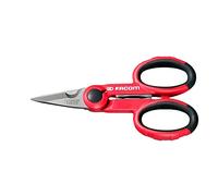 FACOM Tijeras de Electricista con Vaina, Brazos Moldeados Bimaterial Ergonómicos para Diestros y Zurdos, Hojas Largas con Cortacables, 841A.4