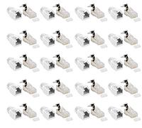Faconet Juego de 20 conectores de red RJ45 CAT 7A CAT 6A CAT7 blanco hasta 10 Gigabit crimpado conectores modulares conectores protección contra torceduras funda cable red LAN cat7 cat8.1 AWG23 guía