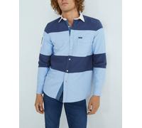 Façonnable Camisa especial a rayas con parche espalda classic fit. Azul XXL/6