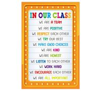 FaCraft Classroom Rules Poster - Motivational Posters for Classroom Decorations Laminated Inspirational Class Rules Poster for Elementary Mi