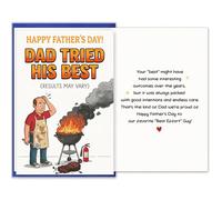 FaCraft Divertida tarjeta para el día del padre - 8 x 5.5 pulgadas Papá intentó sus mejores resultados pueden variar relacionable con BBQ Fail Humor feliz día del padre tarjeta con sobre y sello