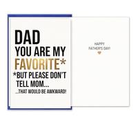 FaCraft Divertida tarjeta para el día del padre de parte de hija e hijo - Dad You Are My Favorite Witty Modern Minimalista Happy Fathers Day Card for Dad from Kids - Premium 300gsm Thick Cardstock