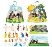 FaCraft Make an Easter He Lives - Juego de 24 calcomanías de Pascua para niños, calcomanías de resurrección de Pascua, adornos de árbol, calcomanías religiosas de Jesús para Biblia cristiana,