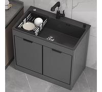 FACSER Fregadero Exterior Jardin,Fregadero Cocina,Fregadero Negro, Fregadero Comercial,con Taquilla,Apto para Cocina, Restaurante, Exterior, Garaje, JardíN, Bar. (Size : 90x45cm)
