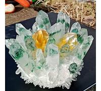 FACSER Racimo de cristal fantasma verde natural, piedra original, cristales naranjas, reiki, minerales, espécimen para decoración del hogar (color: 650-700 g)