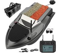 factildfulzhan Barco Cebador GPS para Pesca con 180 Puntos, Barco Cebador Pesca, Control Remoto 800m, Doble Tolva 3KG, Retorno Automático, Luces LED, Casco ABS para Lago y Río
