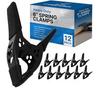 FactorDuty Lote de Abrazadera de Resorte de 12-6"Pulgadas Grande de Metal de Resorte Súper Resistente Todo Negro - Apertura de Mordaza de 2.5 Pulgadas