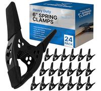 FactorDuty Lote de Abrazadera de Resorte de 24-6 "Pulgadas Grande de Metal de Resorte Súper Resistente Todo Negro - Abertura de Mordaza de 2.5 Pulgadas